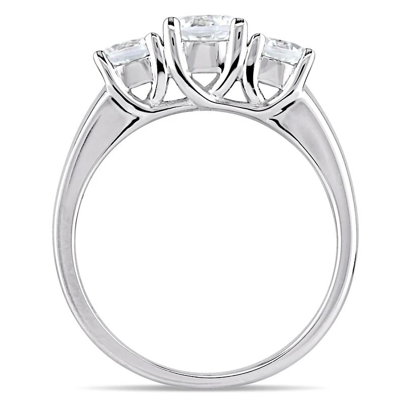 Julianna B 10K White Gold Created White Sapphire Three-Stone Engagement Ring