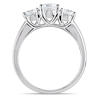 Julianna B 10K White Gold Created White Sapphire Three-Stone Engagement Ring