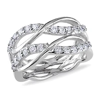 Julianna B Sterling Silver Cubic Zirconia Crisscross Ring