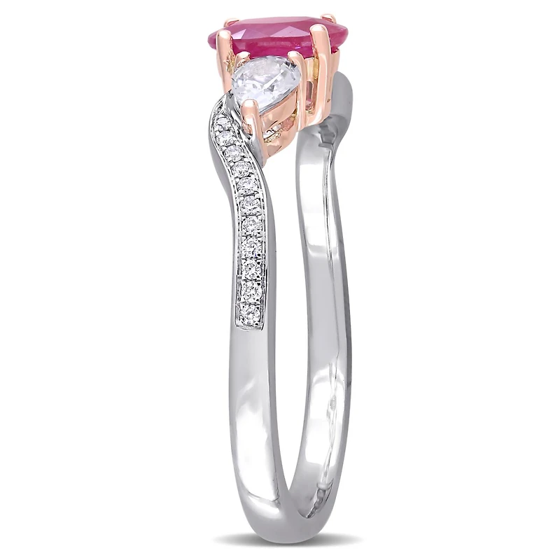 Julianna B 14K White & Rose Gold Ruby & Diamond Accent Three-Stone Ring