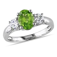 Julianna B Sterling Silver Peridot & White Sapphire Fashion Ring