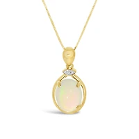 10K Yellow Gold Opal & Diamond Pendant