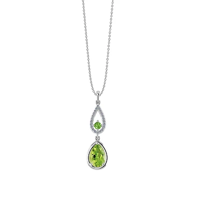 Sterling Silver Peridot & Diamond Pendant