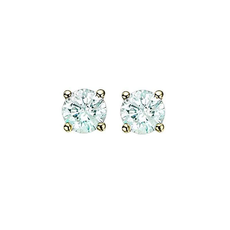 14K Yellow Gold 0.10CTW Diamond Solitaire Studs