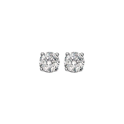 14K White Gold 1.00CTW Diamond Solitaire Stud Earrings