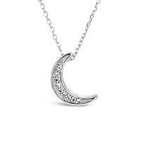 Sterling Silver Diamond Moon Pendant
