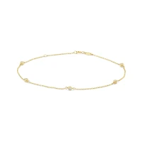 10K Yellow Gold 9+1" Cubic Zirconia Anklet