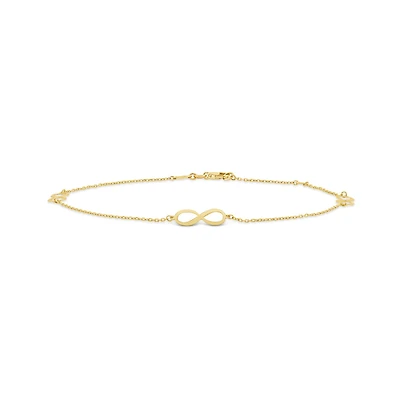 10K Yellow Gold 9+1" Infinity Anklet