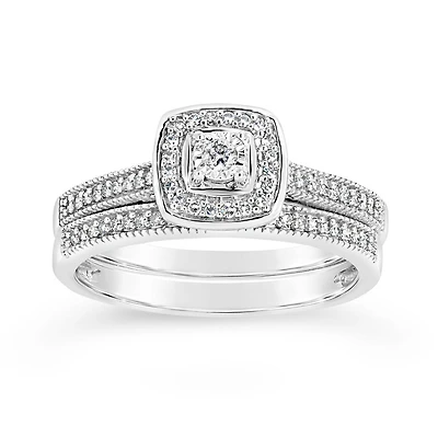 10K White Gold 0.25CTW Bridal Set