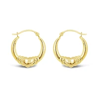 10K Yellow Gold Heart Creole Earrings