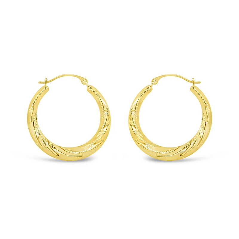 10K Yellow Gold Round Creole Earrings