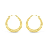 10K Yellow Gold Round Creole Earrings