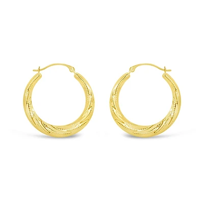 10K Yellow Gold Round Creole Earrings