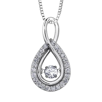 10K White Gold 1.00CTW Dancing Diamond Pendant