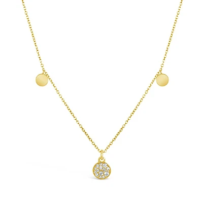 10K Yellow Gold Diamond Disc Necklace