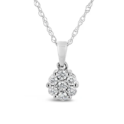 10K White Gold Diamond Bouquet Pendant