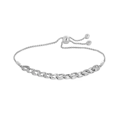 Sterling Silver Diamond Bolo Bracelet