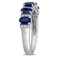 Julianna B 14K White Gold Blue Sapphire & 0.16CTW Diamond Fashion Ring