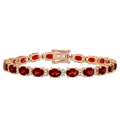 Julianna B Sterling Silver Garnet & White Sapphire 7.25" Bracelet