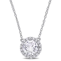 Julianna B Sterling Silver Created White Sapphire Fashion Pendant with Chain