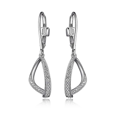 Elle "Scintillation" Leverback Dangle Earrings with Cubic Zirconia