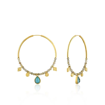 Turquoise Labradorite Hoops