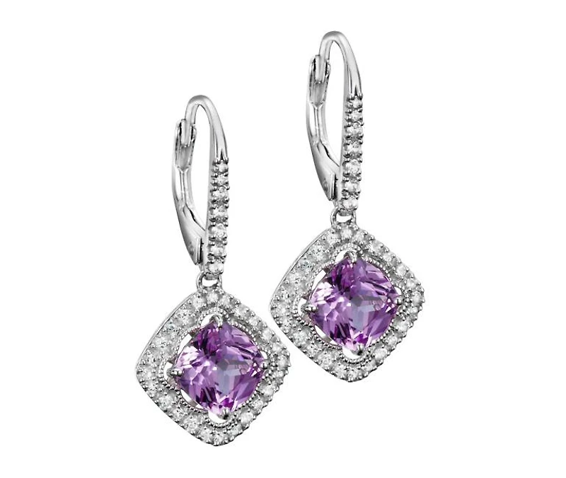 Sterling Silver Created Pink & Created White Sapphire Earrings