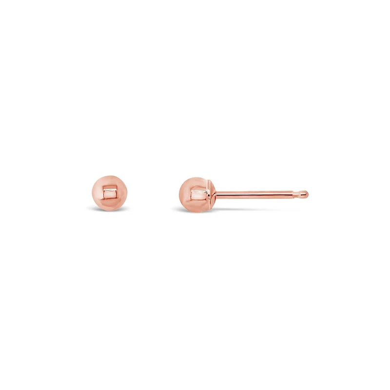 10K Rose Gold 3mm Ball Earrings
