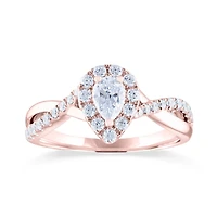 Diamond Revelations 14K Rose Gold Pear Shaped 0.70CTW Bridal Ring