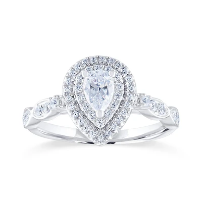 Diamond Revelations 14K White Gold 0.70CTW Pear Shaped Bridal Ring