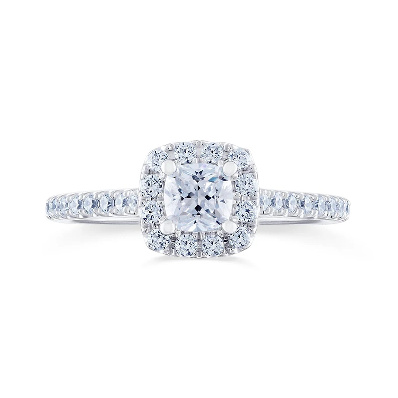Diamond Revelations 14K White Gold 0.80CTW Cushion Cut Bridal Ring
