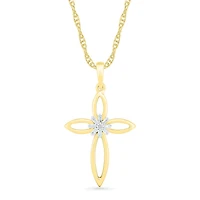 10K Yellow Gold 0.05CTW Diamond Cross Pendant