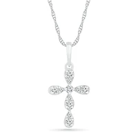 10K White Gold 0.10CTW Diamond Cross Pendant