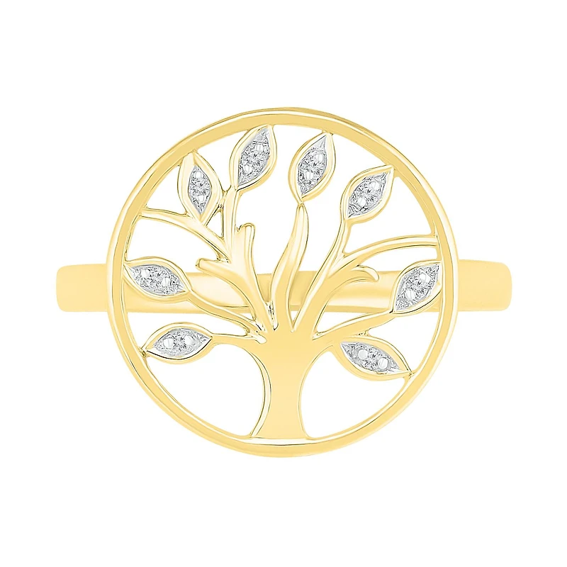 10K Yellow Gold 0.03CTW Diamond Tree Ring