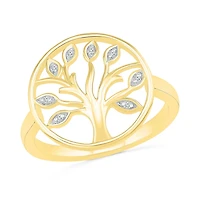 10K Yellow Gold 0.03CTW Diamond Tree Ring