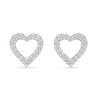 10K White Gold 0.05CTW Diamond Heart Earrings