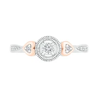 Sterling Silver & 10K Rose Gold 0.10CTW Diamond Ring