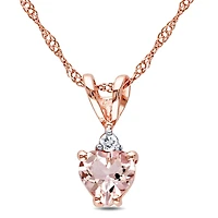 Julianna B 10K Rose Gold Heart Shaped Morganite and Diamond Pendant