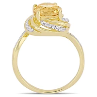 Julianna B Yellow Plated Sterling Silver Citrine White Topaz & Diamond Ring