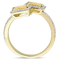 Julianna B 14K Yellow Gold Baguette Cut Citrine and 0.25CTW Diamond Ring