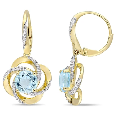 Julianna B Sterling Silver Sky Blue Topaz & White Topaz Earrings