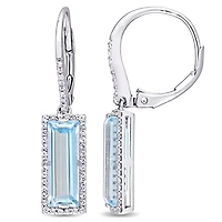 Julianna B Sterling Silver Blue Topaz & White Sapphire Earrings