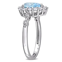 Julianna B 10K White Gold Sky-Blue Topaz and Diamond-Accent Teardrop Halo Ring