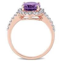 Julianna B 10K Rose Gold Amethyst & Created White Sapphire Bridal Ring