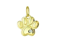 10K Yellow Gold Cubic Zirconia Paw Print Pendant w/Chain