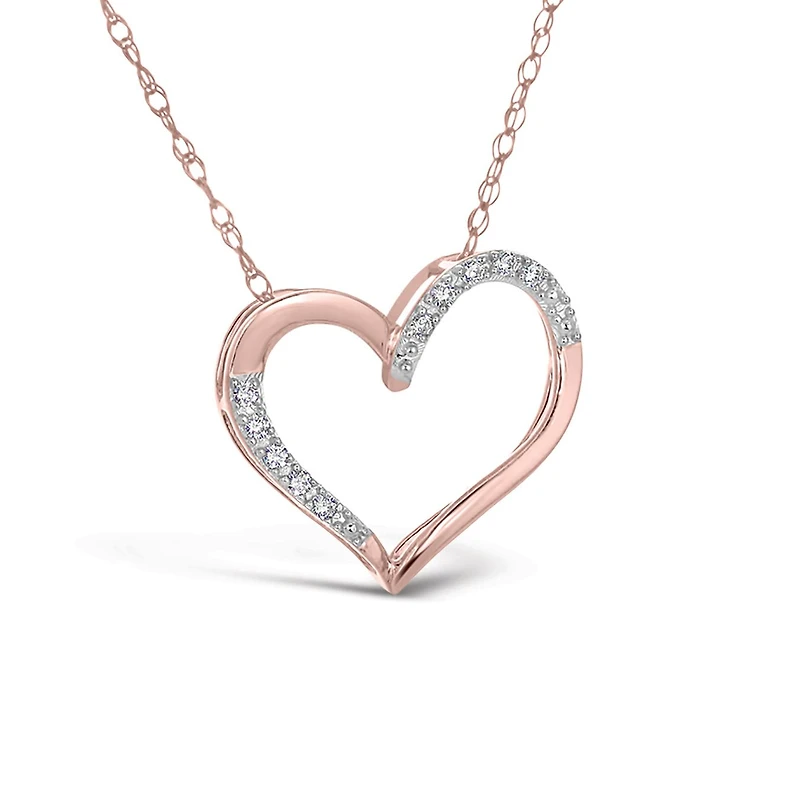 10K Rose Gold Diamond Heart Pendant