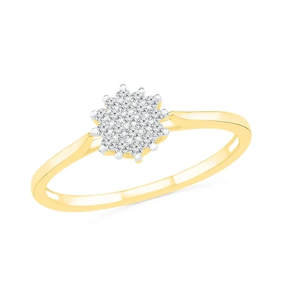 10K Yellow Gold Diamond Cluster Ring