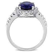 Julianna B 10K White Gold Created Blue & White Sapphire Engagement Ring
