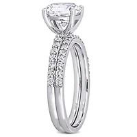 Julianna B 10K White Gold Created White Sapphire Bridal Ring Set