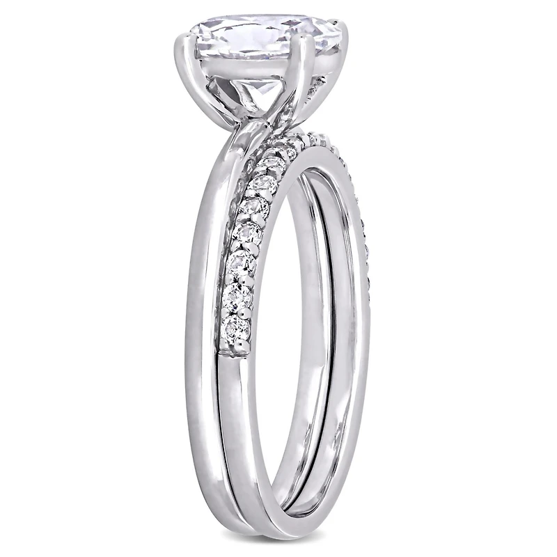 Julianna B 10K White Gold Oval Created White Sapphire Bridal Ring Set